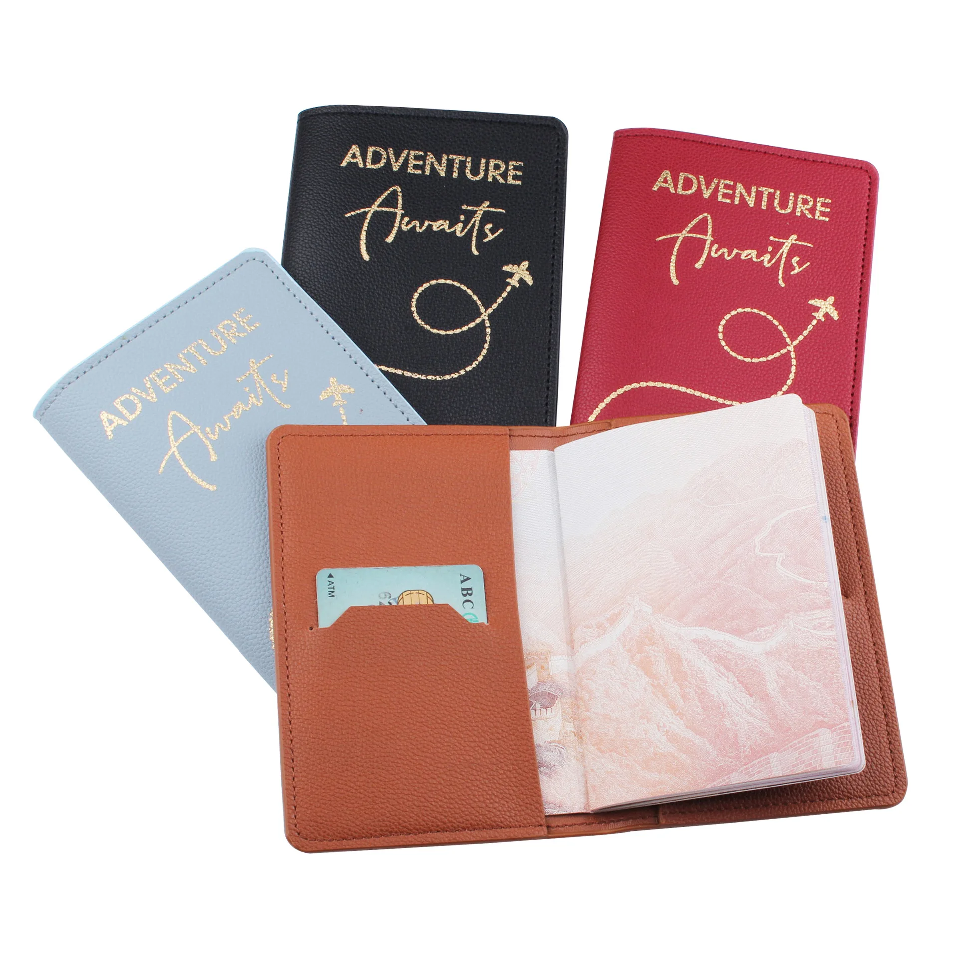 

Обложка для паспорта для мужчин и женщин, органайзер из искусственной кожи для удостоверения личности, билетов, однотонная Обложка для пасп...