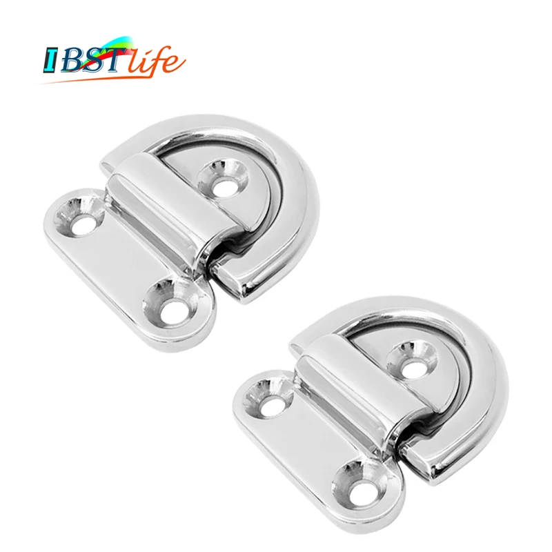 

2PCS 6mm Mirror Polish Marine Grade 316 Stainless Steel Boat Lashing D Ring Tie Down Cleat for Yacht Motorboat