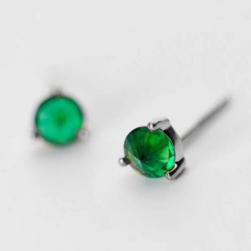 1Pair Silver Trusta, 1 пара, 925 пробы, серебряные ювелирные изделия, модные зеленые камни, маленькие серьги-гвоздики, подарок для девочек, детей, подростков, леди, DS1302 - Окраска металла: 1Pair Silver