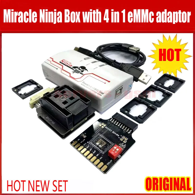 Мощный набор инструментов eMMC Miracle Ninja box /miracle Для 4 в 1 BGA 186 162 221 169 254 |