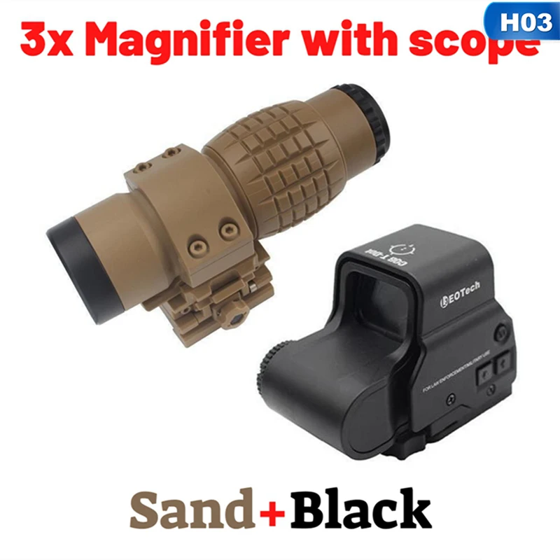 

3x Magnifier Riflescope Red Dot Sight Magnifier For Rifle Mount Rail Hunting Tactical Side Flip Scope Holographic Reflex Sight