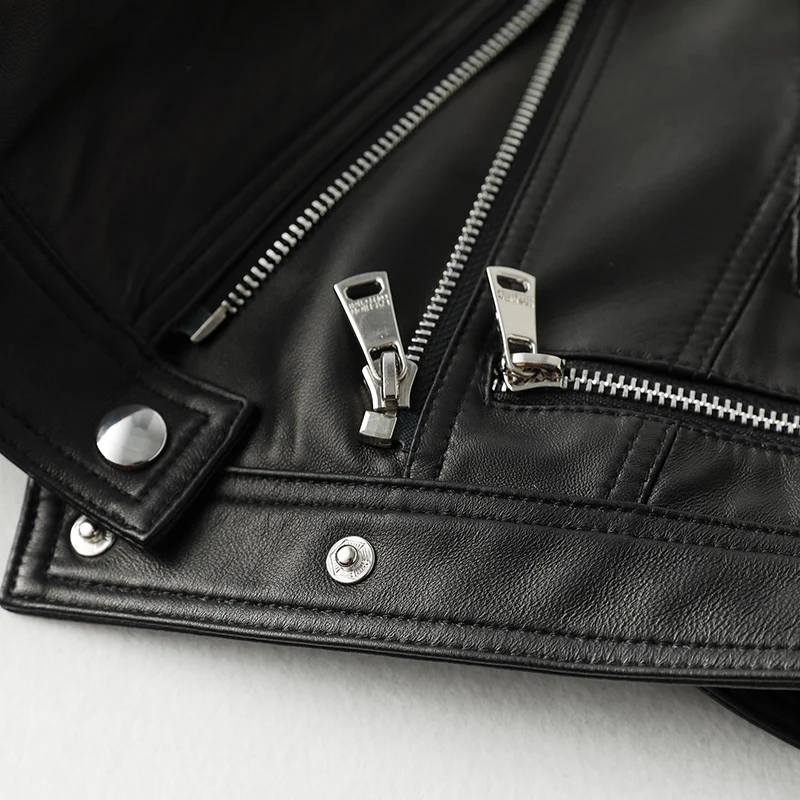 

JCHB 2021 Genuine Leather Jacket Women Short Sheepskin Coat Female Motorcycle Coats and Jackets Spring Autumn Mujer Chaqueta Pp