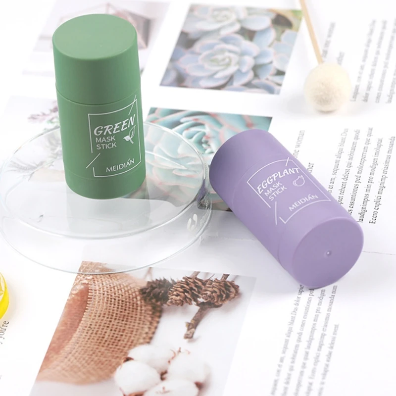 

Green Tea Eggplant Purifying Clay Face Mask Stick Deep Cleansing Oil Control Anti-Acne Blackhead Remover F1FF