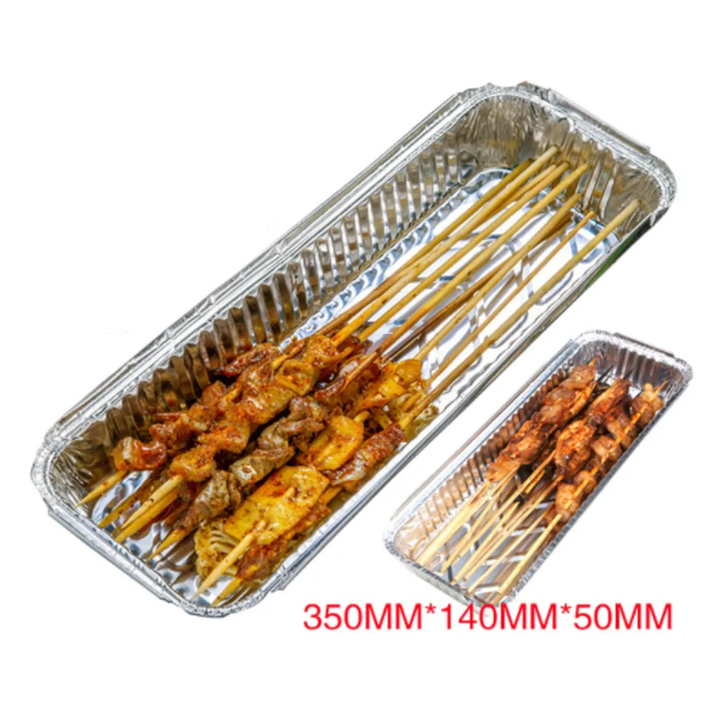 

10Pcs Disposable Aluminium Foil Pans Barbecue Tin Packing Box Baking Bread Tray Food Container High Quality