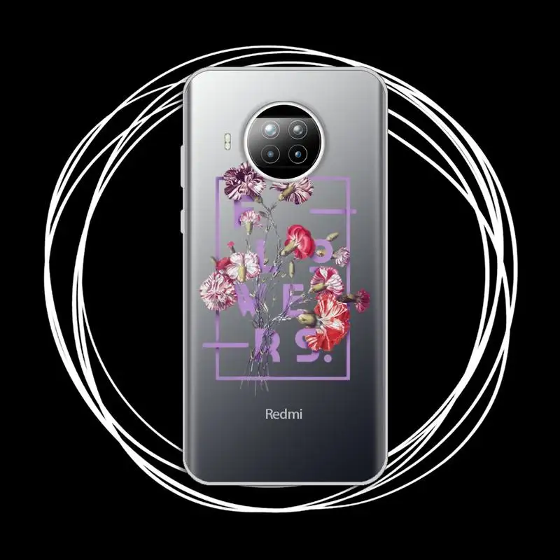 

Creative cartoon aesthetic flower text Phone Case Transparent for Xiaomi Redmi note 10 t 8 9 pro lite 11