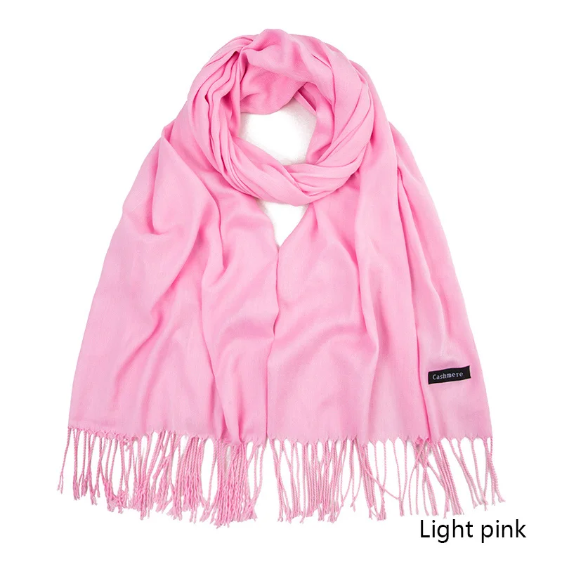 Light Pink Зимний шарф для женщин, теплый модный женский шарф, тонкие мягкие шали, одеяло, кашемировый платок на голову, Дамская Пашмина бандана - Цвет: Light Pink