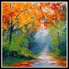 Алмазная 5D картина сделай сам с лесом в дороге, вышивка круглым пейзажем, мозаика, украшение для дома, узор ручной работы