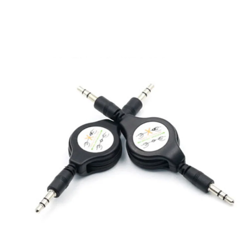 

3.5mm Retractable and Portable AUX Audio Cable 90 Degree Right Angled 3 Pole 70cm For Car MP3 MP4 Sound Box