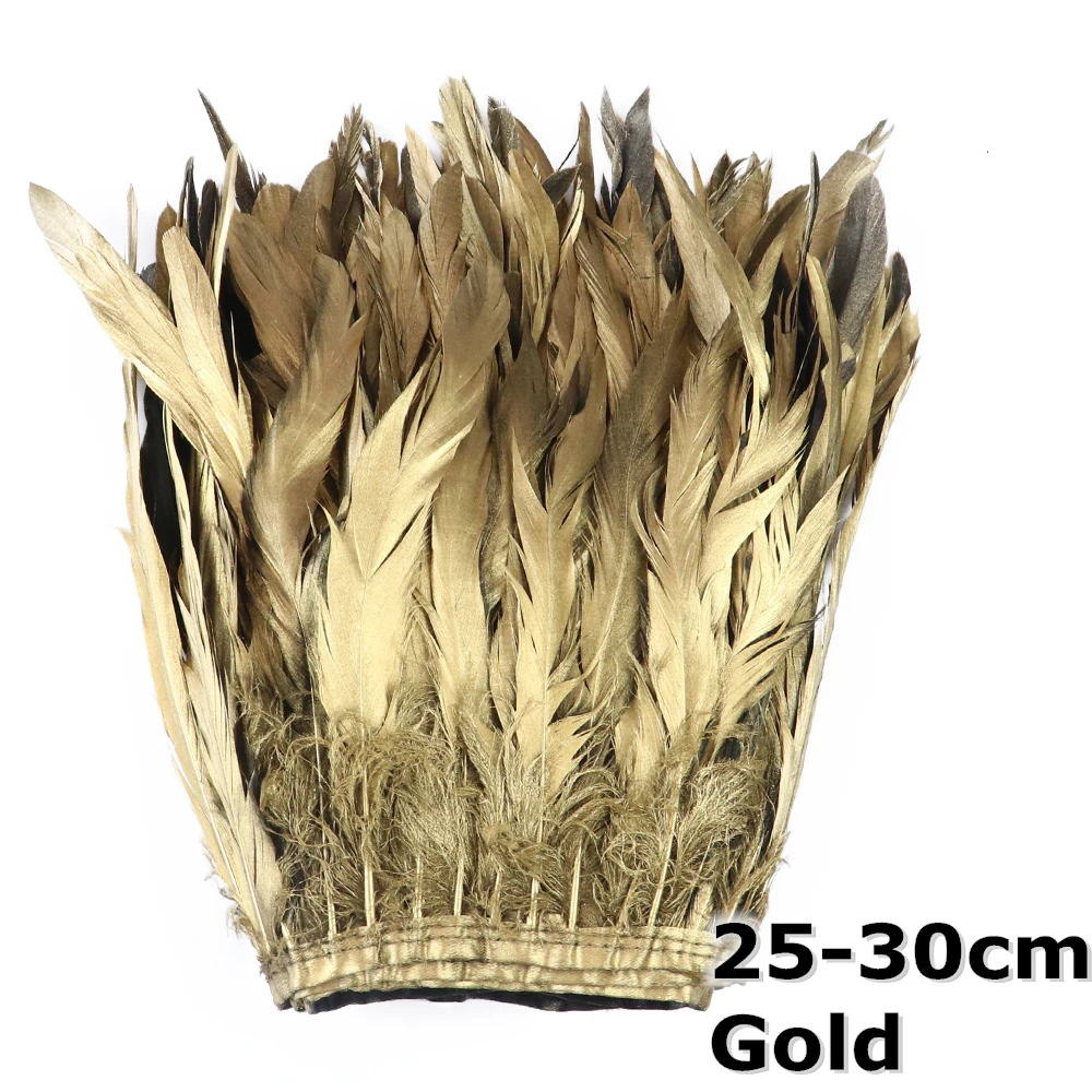 

1 Meter Gold Rooster Tail Trims Ribbon Coque Feather Trimming for Crafts Carnival Costumes Plumes Dress Decor 10-12inch