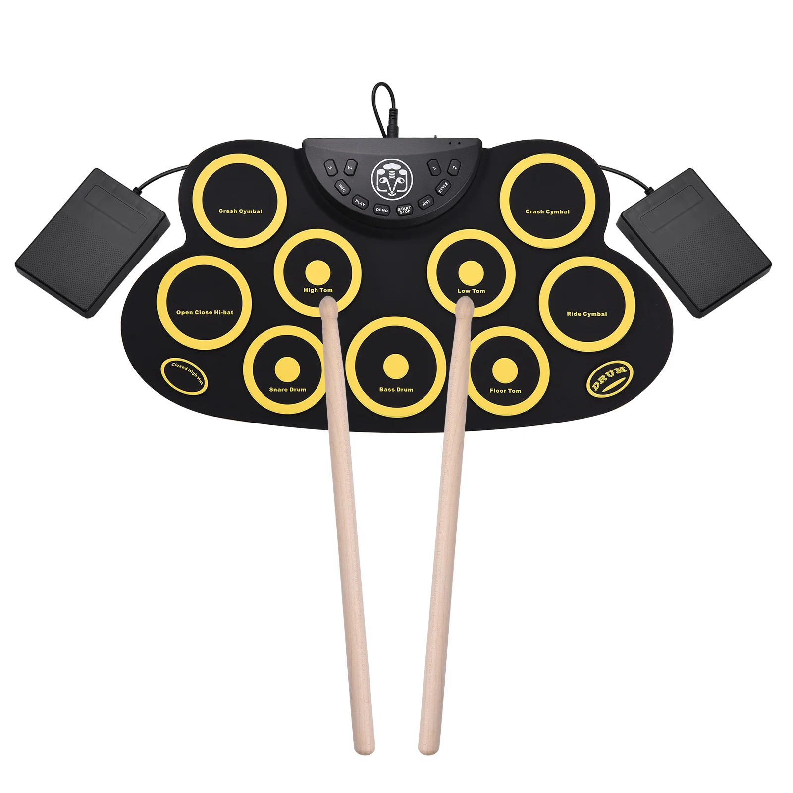 

Roll-up Electronic Drum Pad Digital Drum 10 Rhythms Record 3.5mm Microphone Input Headphone Monitoring External Speaker Output