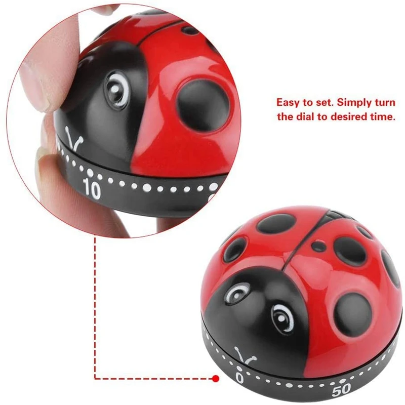 Кухонный таймер с божьей коровкой механический заводным механизмом на 60 минут