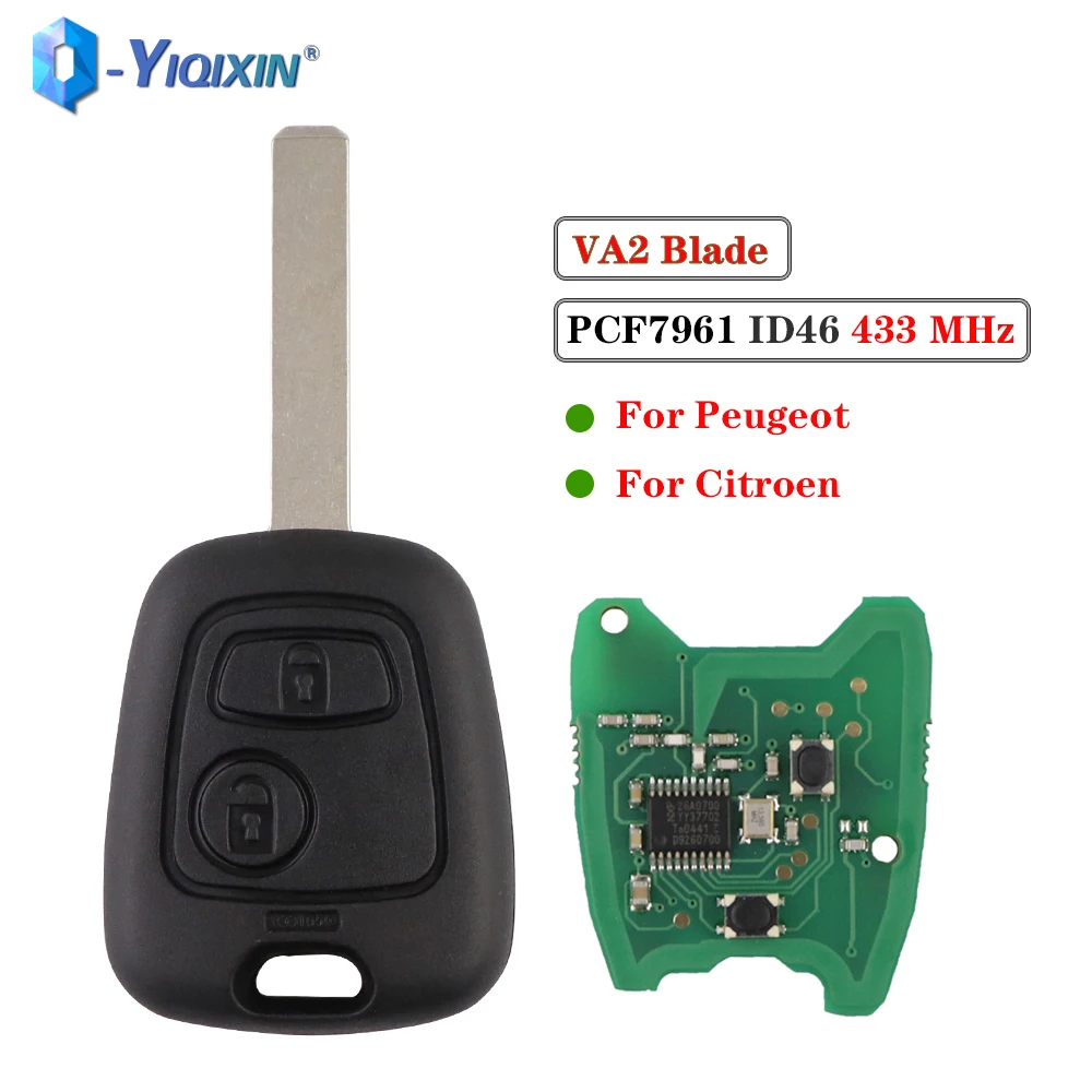 Автомобильный ключ YIQIXIN VA2 Blade 433 МГц для Peugeot 106 206 306 307 107 207 407 2003 2004 2006 Citroen C1 C2 C3 чип