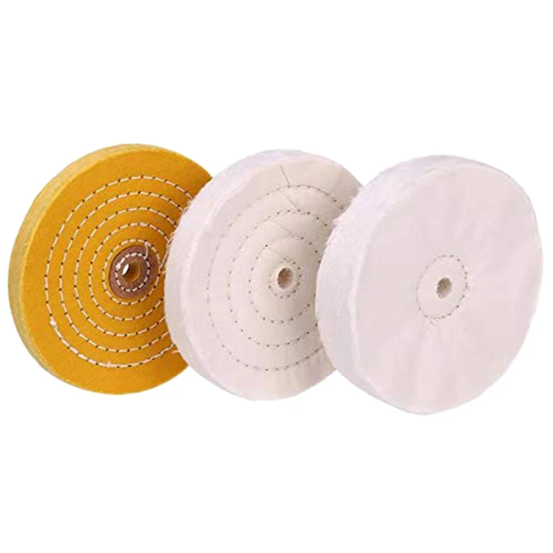 

GTBL 3-Piece 6-Inch Mirror Polishing Wheel Set Cotton Wheel for Bench Grinder Tools with 1/2 Inch Arbor Hole