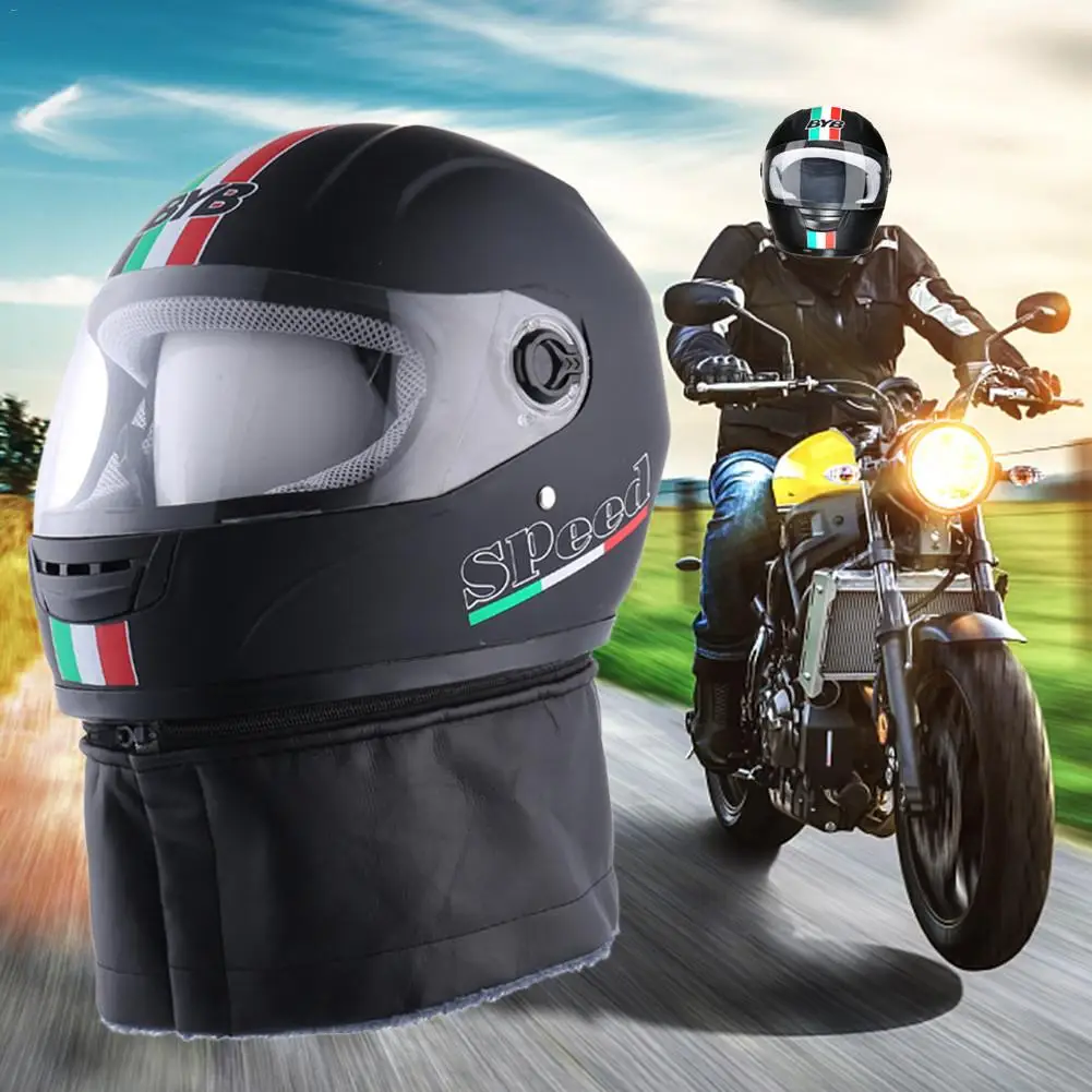 

New Type Adults Motorcycle Full-face Helmet HD Wear-resistant Anti-fog Lens Clear Visors PP Material With Removable Warm Collar