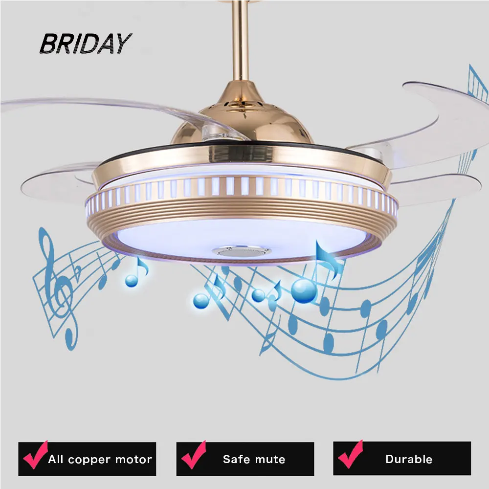 Потолочный вентилятор музыка умное приложение невидимая светодиодная лампа