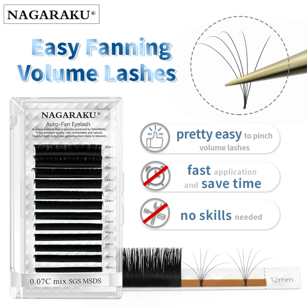 

NAGARAKU Easy Fanning Auto Fans Eyelash Extension Self Handing Making Fast Bloom Flowering Pre-bonded Lashes Mega Volume