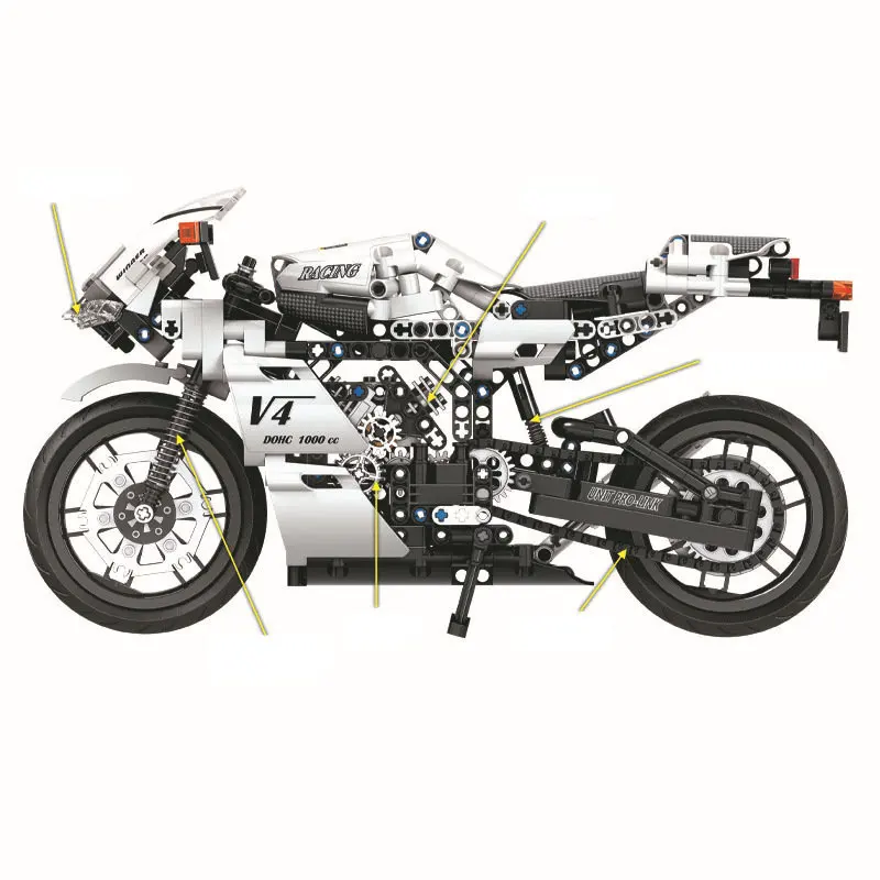 716 шт. мотоцикл Технология серия гонки Autocycle супер гонщиков автомобиля комплекты