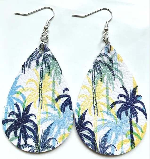 Женские трехслойные серьги в богемном стиле кожаная капля блестящие форме листа