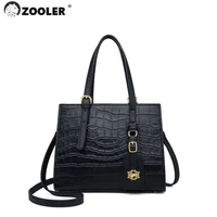 hot zooler shape cow leather tote handbags elegant black women bags business real leather handbags purses bolsa feminina wg360
