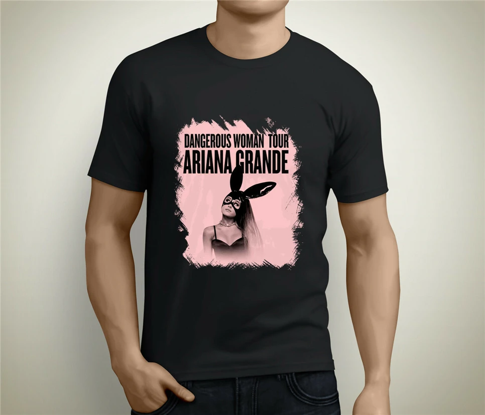 Новый Ариана Гранде Опасная Женщина Тур 2019 Мужская Черная Футболка размер S до 3Xl