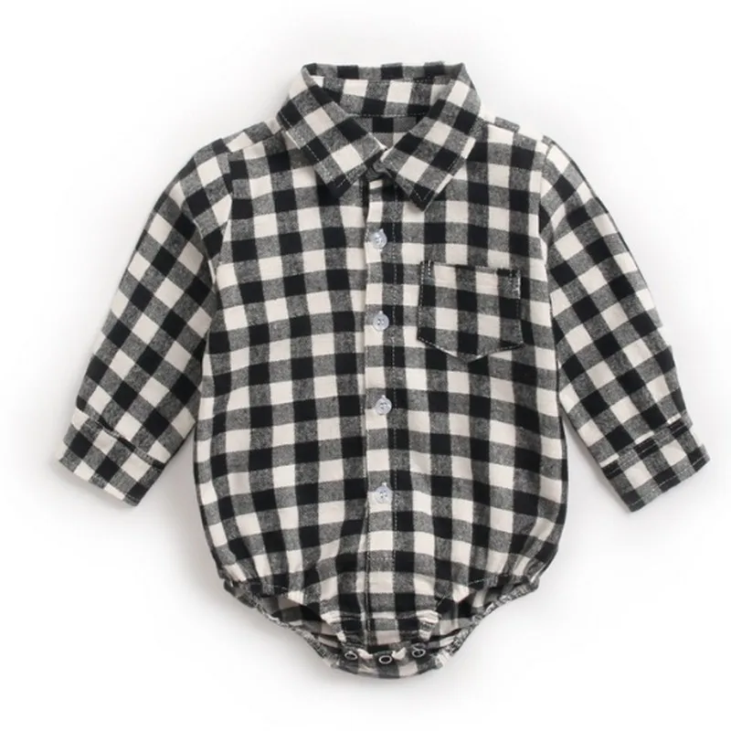 Casual Korean Baby Body Plaid Shirt Bodysuit for Newborns Long Sleeve Bodysuit for Babies Spring Autumn New Cute Baby Bodysuit
