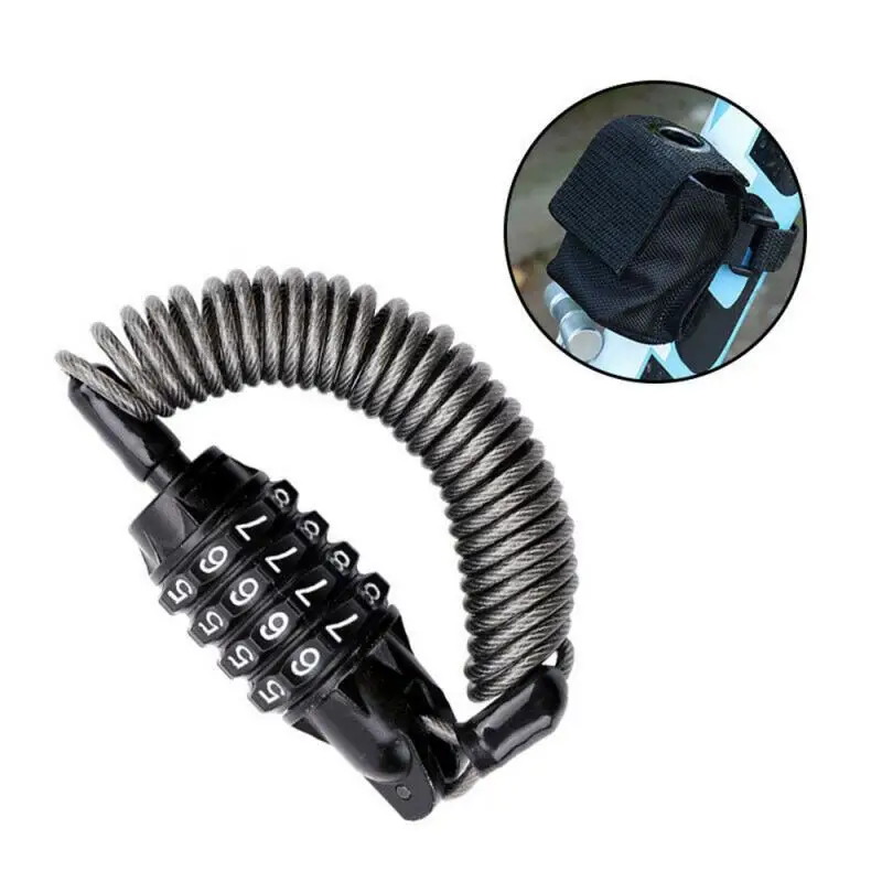 

Motorcycle Helmet 4 Digit Lock With Steel Wire Cable Tough Combination Lock Carabiner Fix For Motorcycle Bicycle Scooter