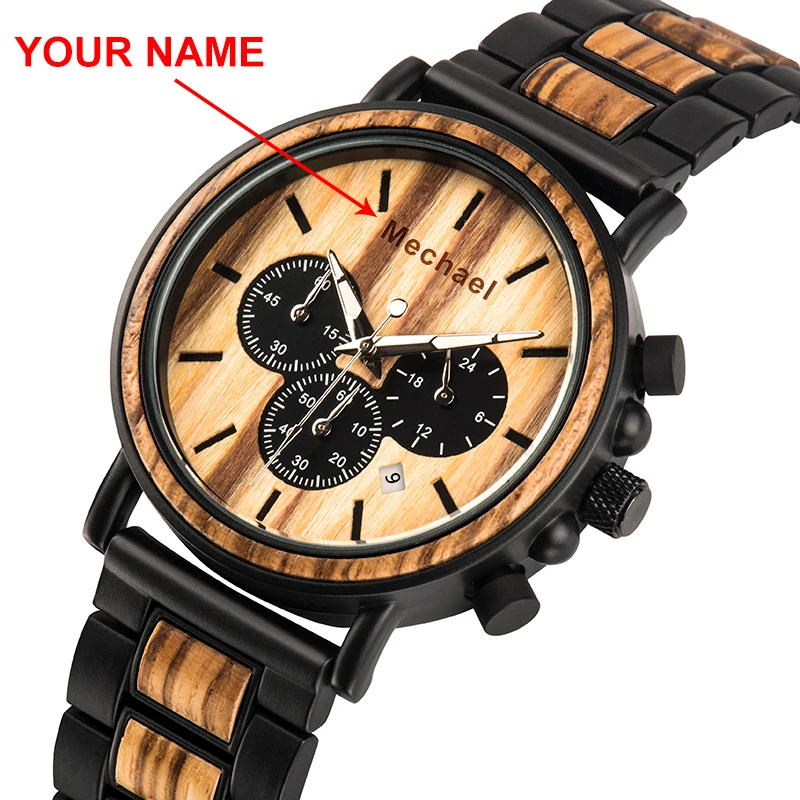 

Relogio Masculino BOBO BIRD Wood Personalized Watch Men Luxury Chronograph Military Watches Custom Gift for Him Dropshipping