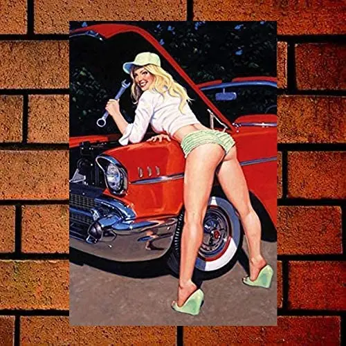 

Car Repair Sexy Ladies Girl Coffee Bar Tin Sign Decor