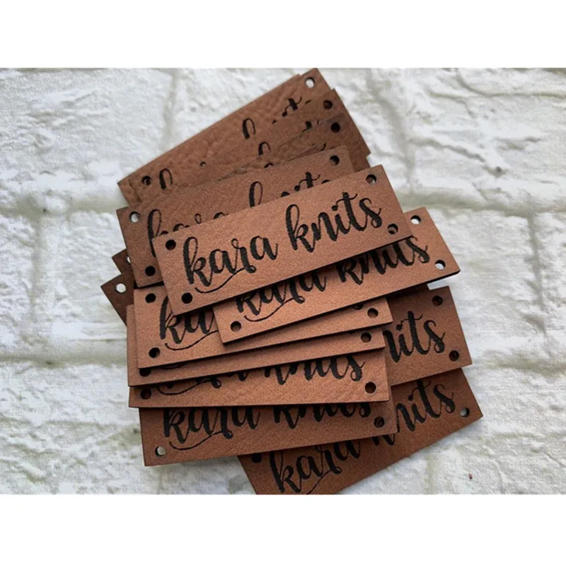 

30pcs Handmade knitting label personalized brand logo leather tags for clothes hat Sewing Garment Crochet labels DIY Accessories