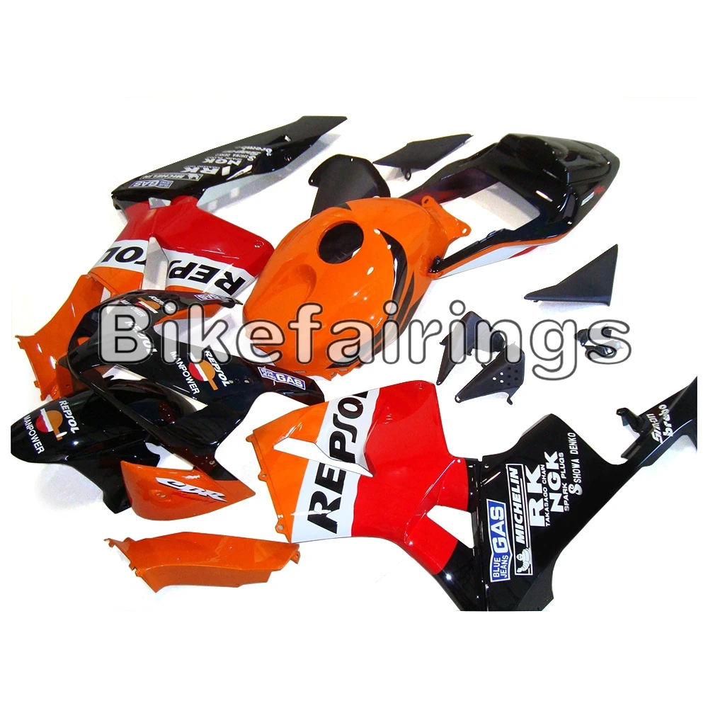 100% подходит для Honda CBR600RR F5 2003 2004 пластик мотоцикл полный Обтекатели Repsol оранжевый