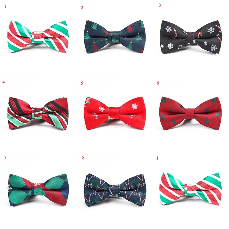 

Kids Bow Tie Xmas Tree Snowflake Striped Student Children Christmas Bow Tie Jacquard Creative Boys Cute Party Bow Tie Red Green