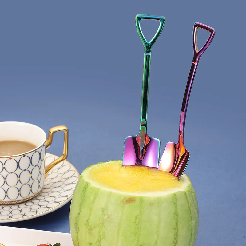 Stainless Steel Coffee Spoon Retro Shovel Shape Multi-Color Ice Cream Spoon Fork Long Handle Coffee Ice Cream Cute Spoon
Stainless Steel Coffee Spoon Retro Shovel Shape Multi-Color Ice Cream Spoon Fork Long Handle Coffee Ice Cream Cute Spoon