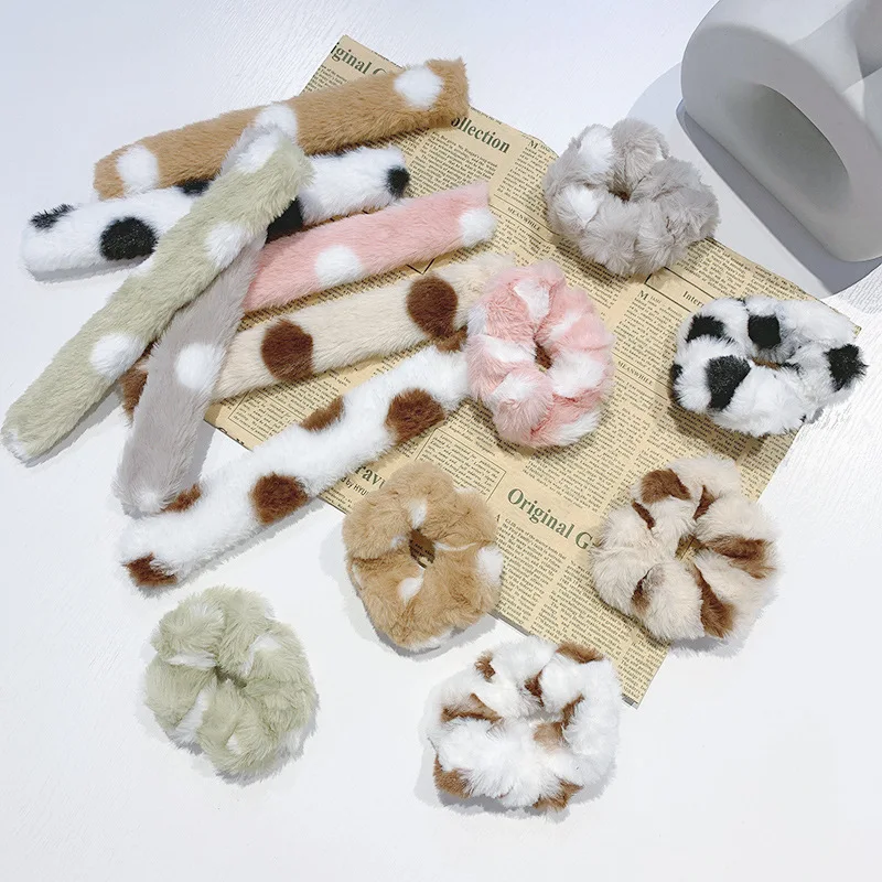 

Cute Slap Ring Wrist Plush Bracelet Hair Ring Sweet Cute Autumn and Winter Children Girls Faux Fur Hair Ring Hair Accessories