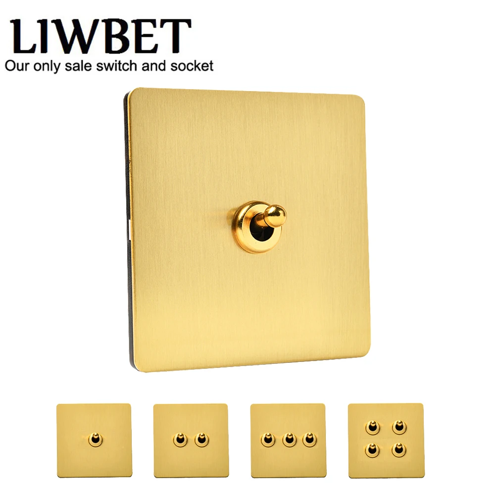 LIWBET золото Цвет 1 Gang / 2 3 коплекта/4 Way настенный выключатель и Нержавеющая сталь