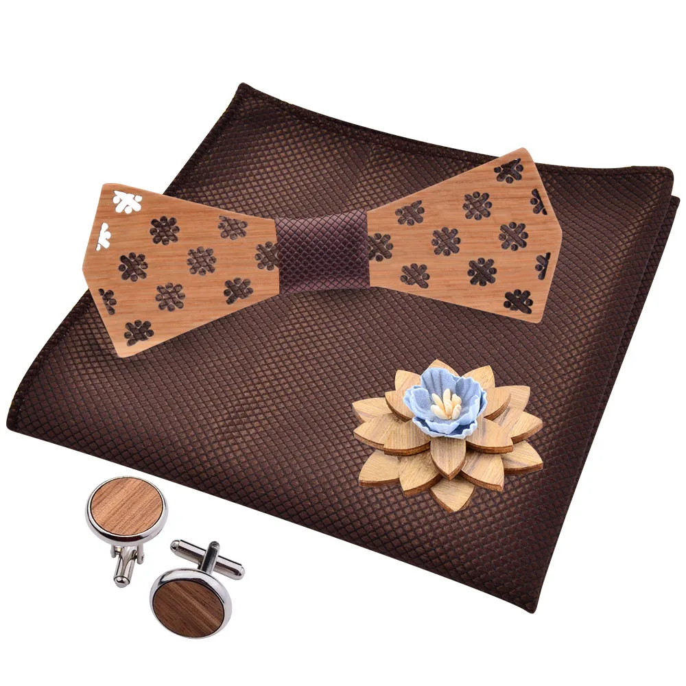 Новая Мода Пейсли деревянный галстук бабочка для мужчин Свадебный Карманный