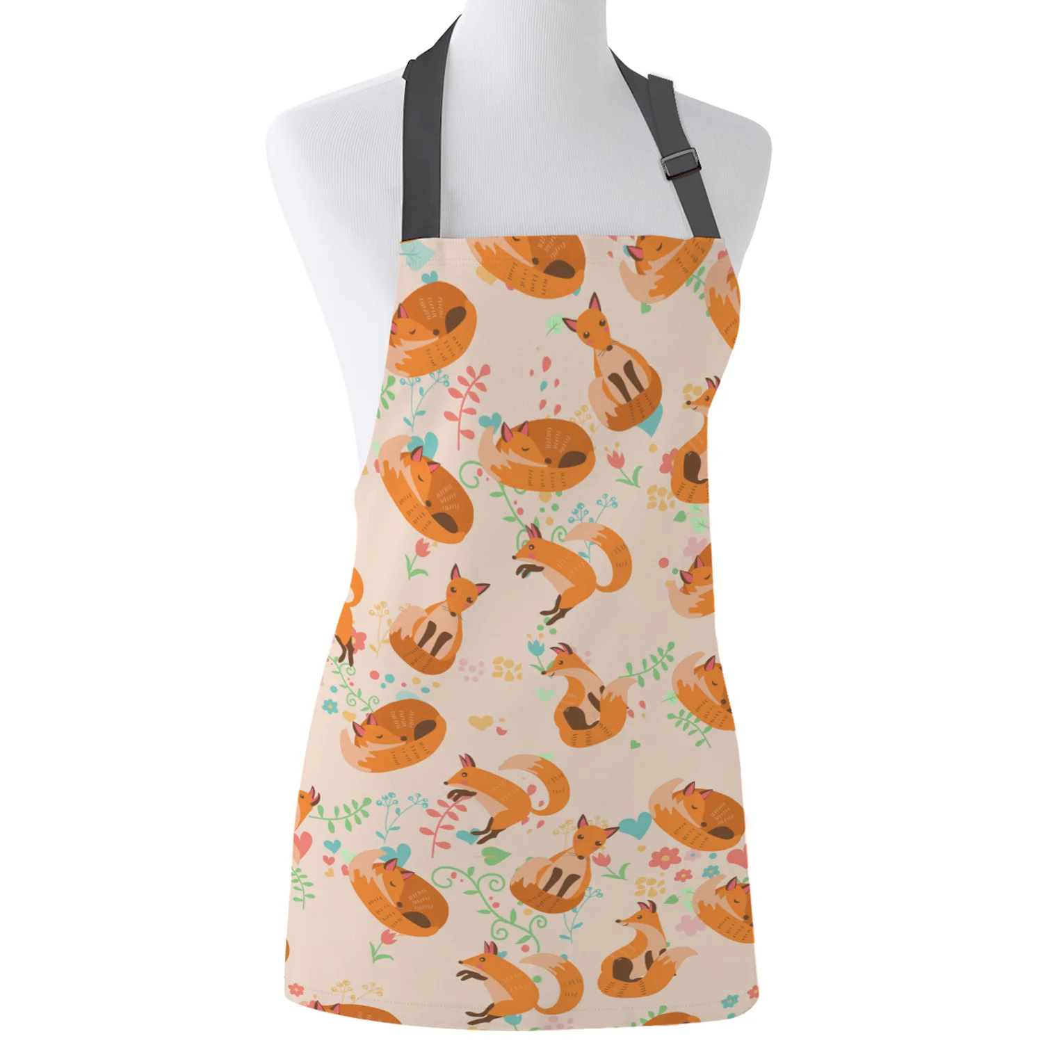 Tophome Кухонный Фартук животные из мультфильмов лиса напечатанные регулируемые