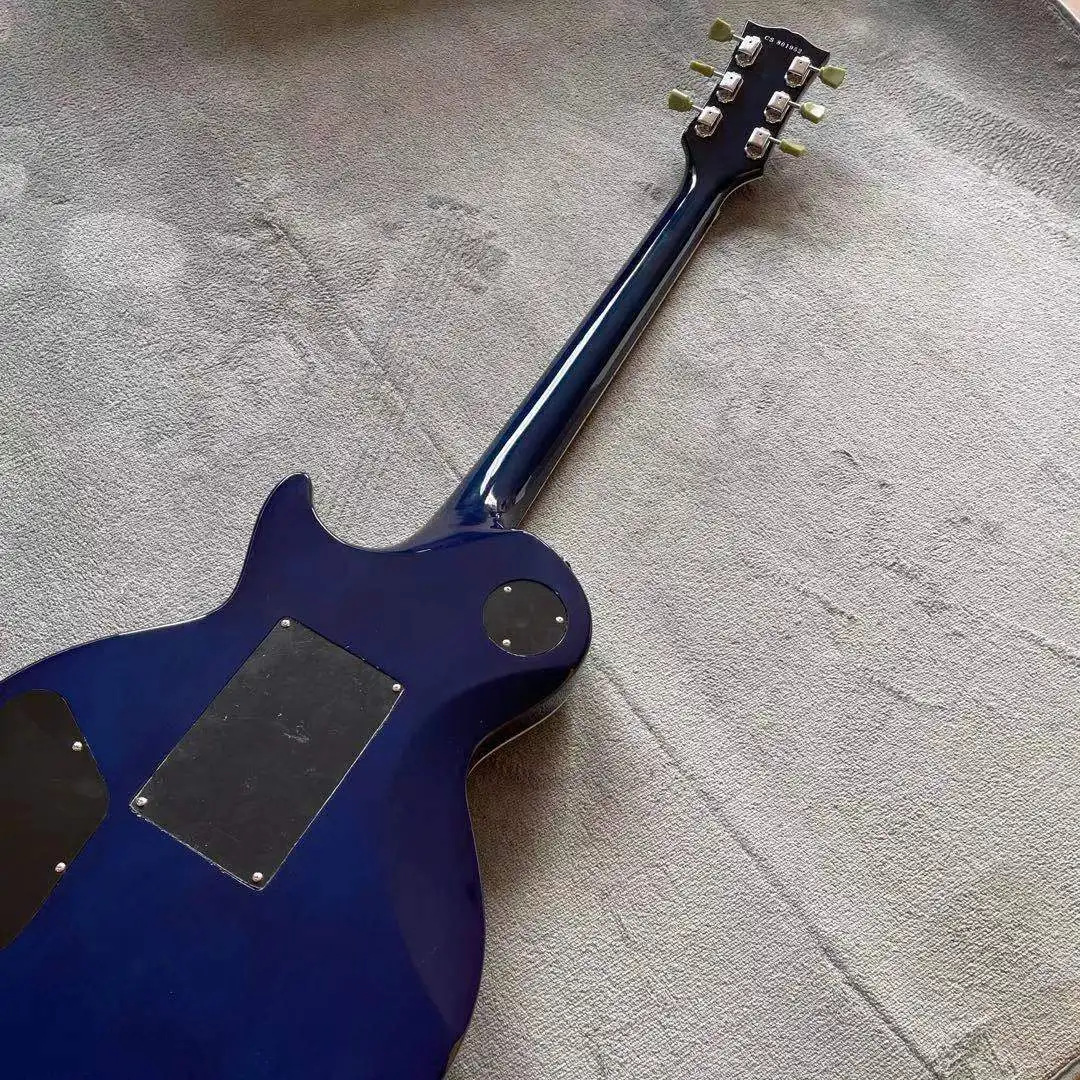 Пользовательский магазин синий цвет Тигр Пламя Топ электрическая гитара с эбеновым грифом ручная работа 6 отверстий корпус из красного дерева Джаз gitaar