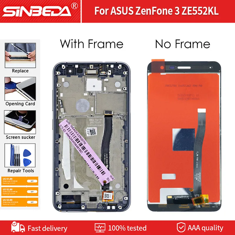 Дисплейный модуль для ASUS ZenFone 3 ZE552KL 5 дюйма с рамкой/без рамки|Экраны мобильных