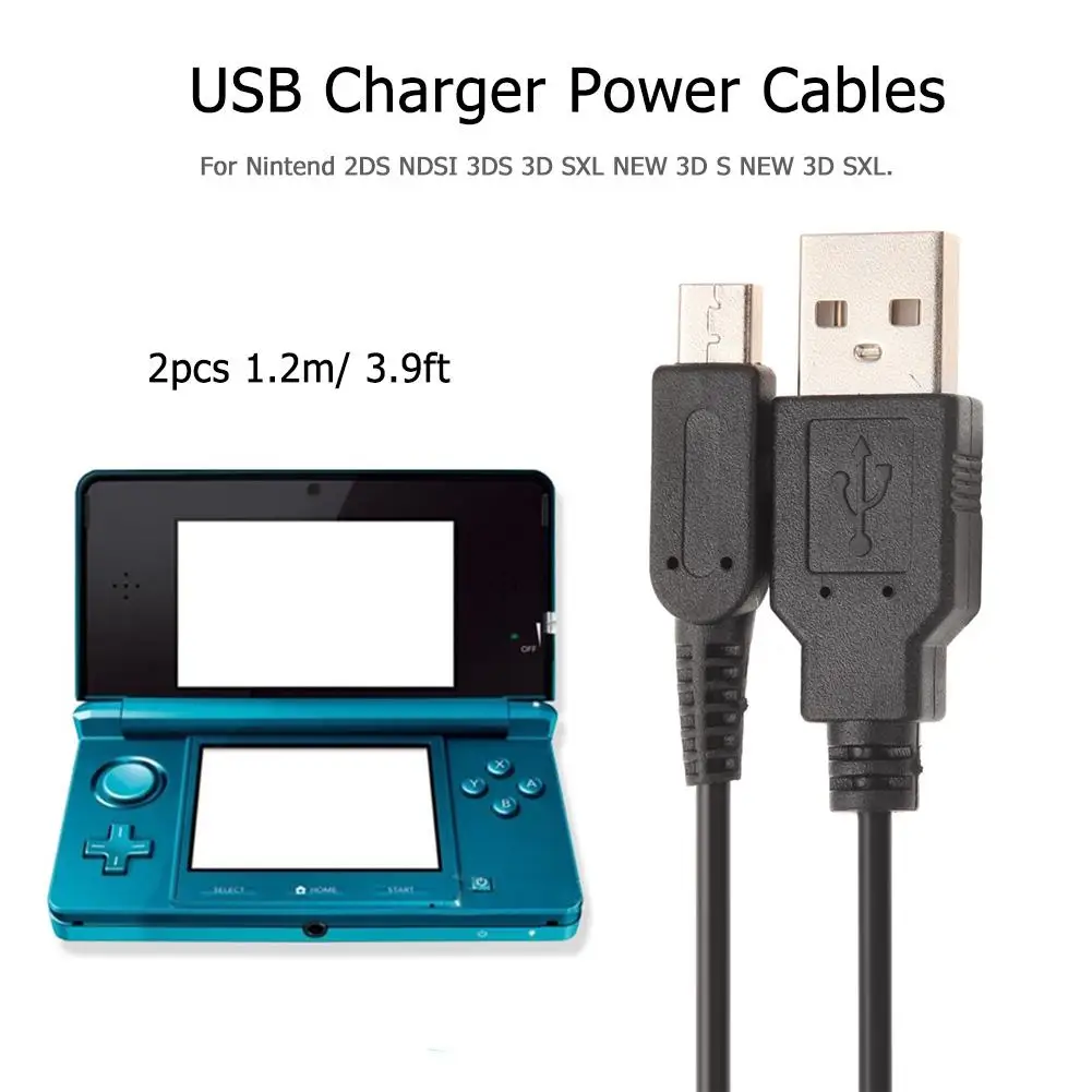 

2pcs High Speed USB Charger Charging Cable Power Wire for Nintend 2DS NDSI 3DS Lightness Portability Convenient Carrier