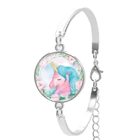 2020 cute anime cartoon bracelet glass cabochon unicorn childrens bracelet men and women jewelry gifts