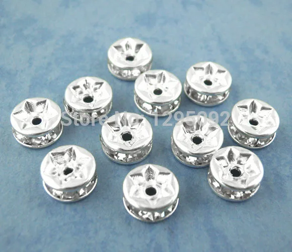 

20 шт разделительные бусины Rondelle Clear Стразы медные посеребренные в ювелирных изделиях DIY фурнитура шармы 6x3 мм