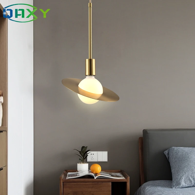 

Post-Modern Simple Golden Round Plated Pendant Lights Nordic Flying Saucer-Shape 9w LED Hanging Lamp For Bedside Bedroom[D3502]
