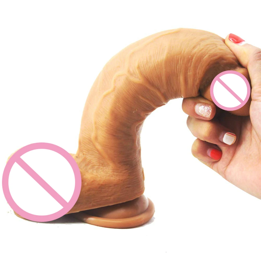 Реалистичный фаллоимитатор 8 4 дюйма двухслойный жидкий силиконовый гибкий Пенис