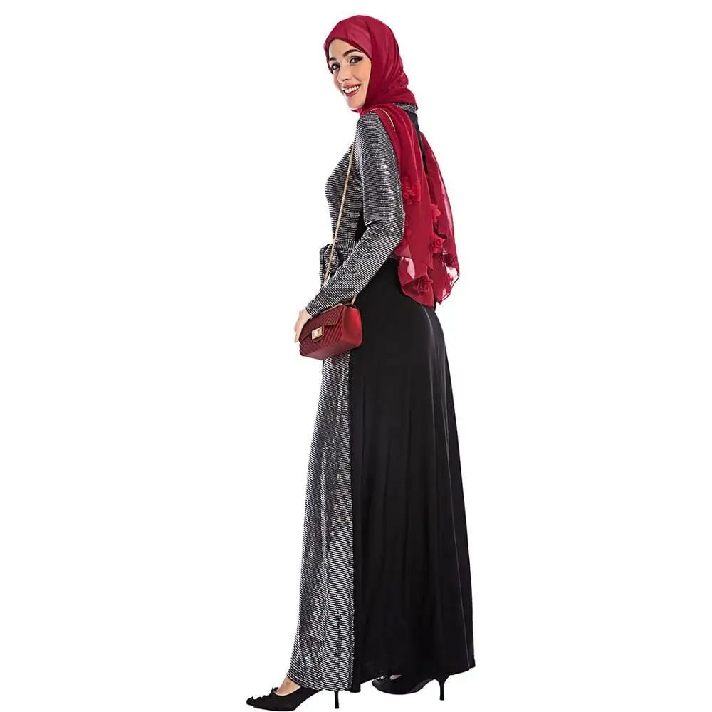 Женское мусульманское платье с длинным рукавом Abayas корейский стиль 2019 |