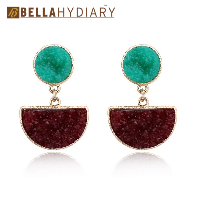 15 Bijoux необычные серьги из смолы Druzy, большие геометрические Висячие серьги для женщин, ювелирное изделие, массивные серьги Mujer Moda Ohrringe - Окраска металла: 15
