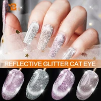 bozlin magnetic gel disco reflective glitter cat eye 7 3ml nail polish holographic effect soak off uv gel for nail art design