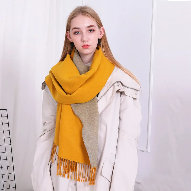 Осенне зимний женский шарф с двойной чистой шалью в корейской версии 2019 новый тип
