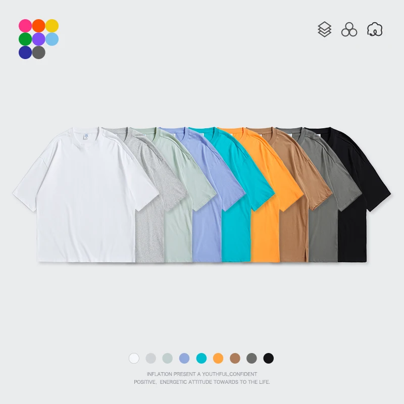 INFLATION Summer Short Sleeve Tees Unisex Casual Plain T-shirts 100% Cotton Oversized Tees Men Fashion Hip Hop T-Shirts 0057S21