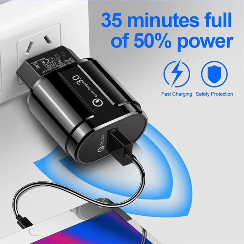 Фото EU/US Quick Charge 3 0 3A USB зарядное устройство настенное для телефона адаптер iPhone X MAX 7 8 QC3.0 EU/US Quick Charge 3 0 3A USB зарядное устройство настенное для телефона адаптер iPhone X MAX 7 8 QC3.0