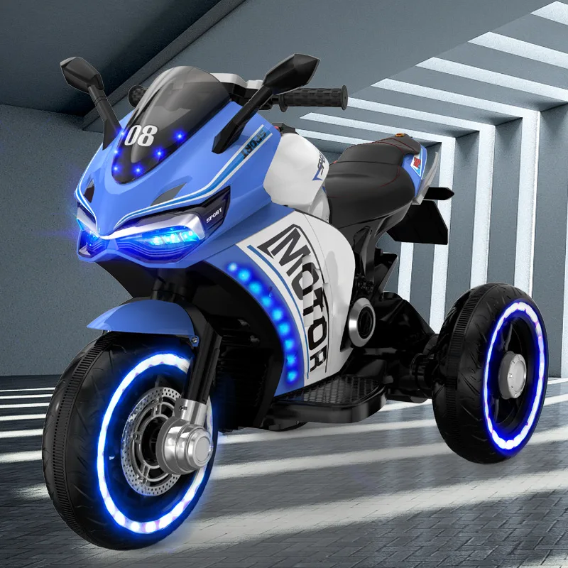 Детский Электрический мотоцикл зарядный Большой трехколесная детская коляска